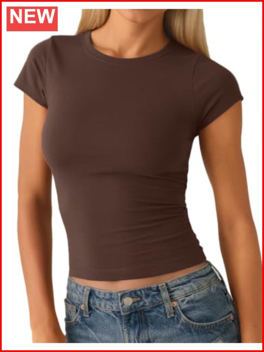 Crew Neck Short Sleeve Slim Fit Cotton Blend Baby Tee